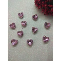 Стразы в цапах "Сердце" 12 мм цв. розовый, цена за 1 шт
